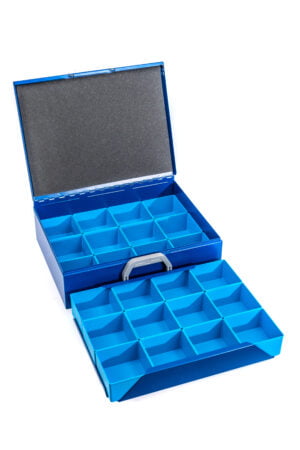 kasetka metalowa z pudełkami organizer